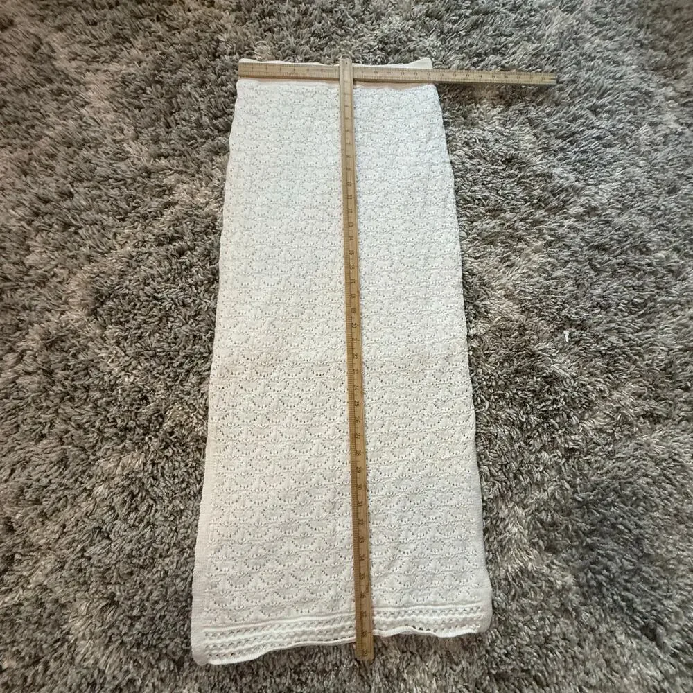 Inc International Concepts White Eyelet Crochet Side Slit Pull On Midi Skirt M - Picture 9 of 11